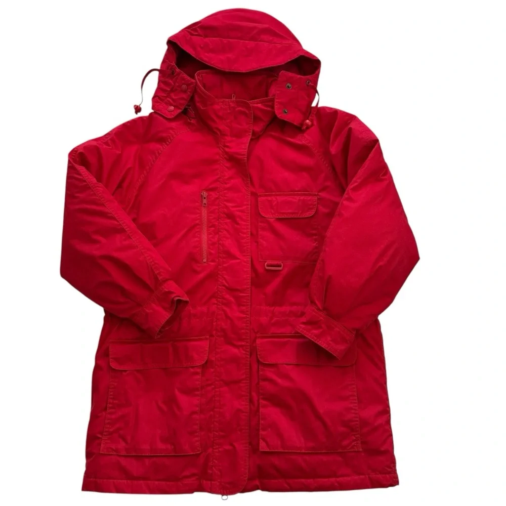 Vintage 90s Eddie Bauer Goose Down Red Snow Insulated Heavy Hooded Jacket Medium - Picture 15 of 15